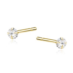 Cercei argint placati cu aur galben cu pietre 3mm DiAmanti 1CO3EG_W-DIA (Argint 925‰ 0,4 g.)